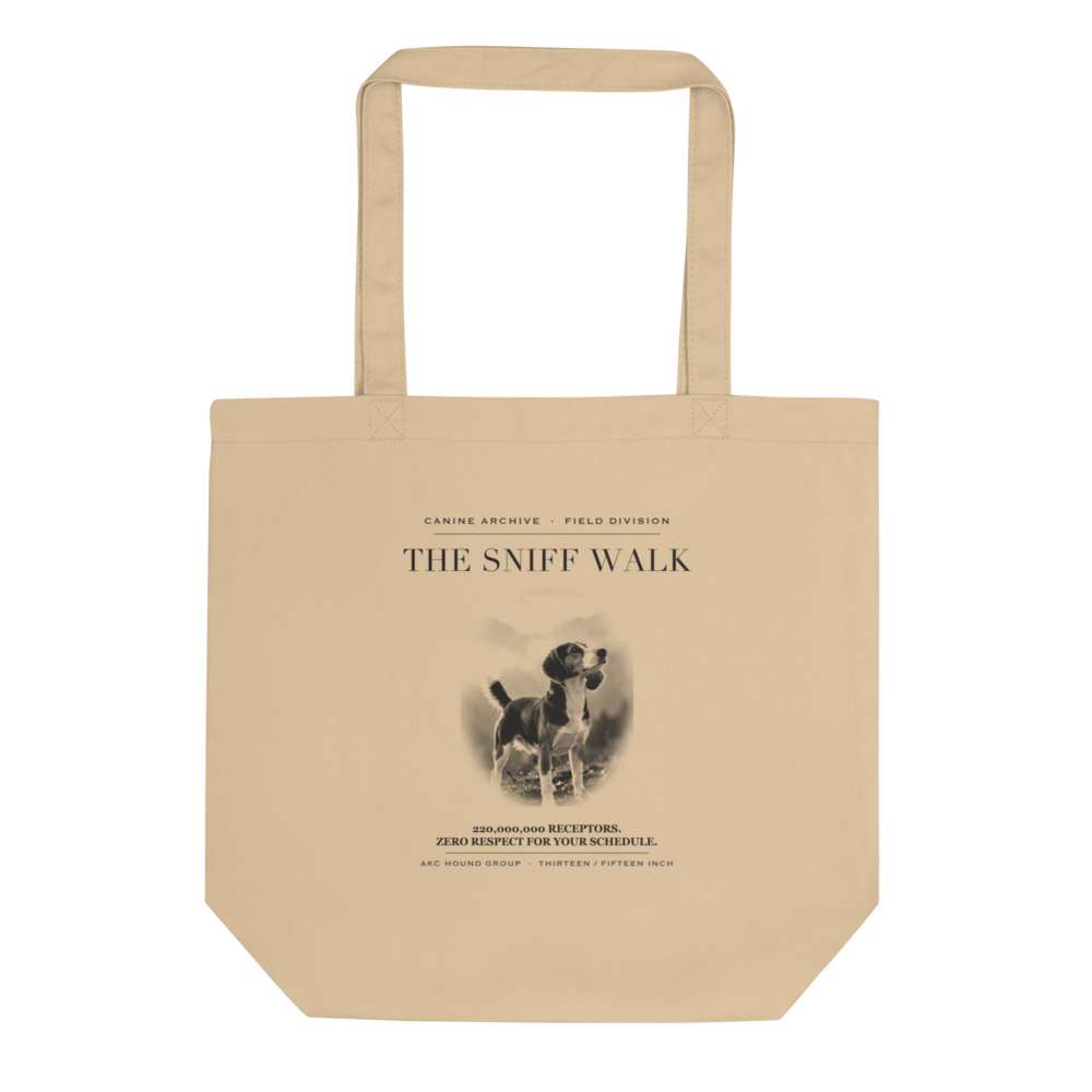 THE SNIFF WALK organic cotton tote with the Beagle archive print